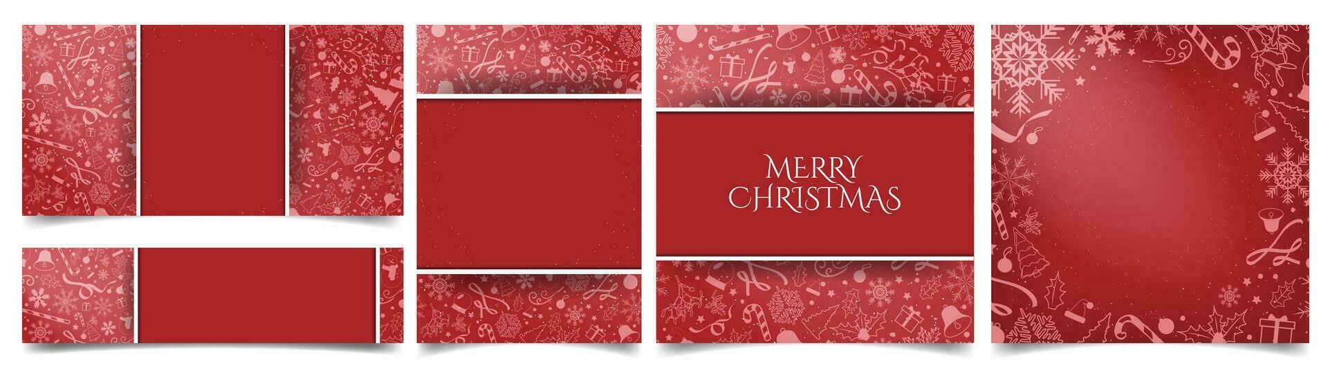 monochromatique rouge Noël carte affiche modèles, salutation cartes, aa4affiche, bannière mises en page. monochromatique décoratif Noël conception modèles. modifiable vecteur illustration. eps dix.