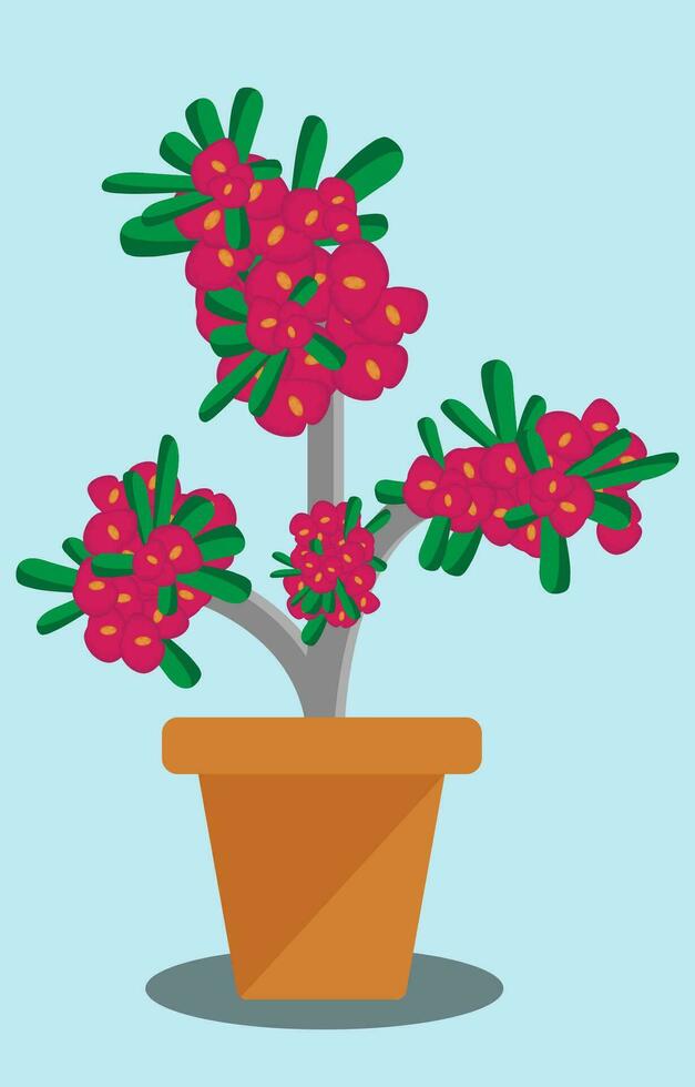 un illustration de rouge les plantes et fleurs dans marron marmites, utilisé pour décoration. vecteur