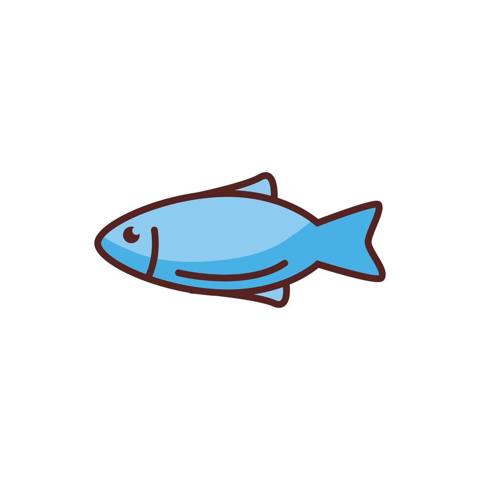 icône de style de couleur de ligne d'animal de mer de poisson vecteur