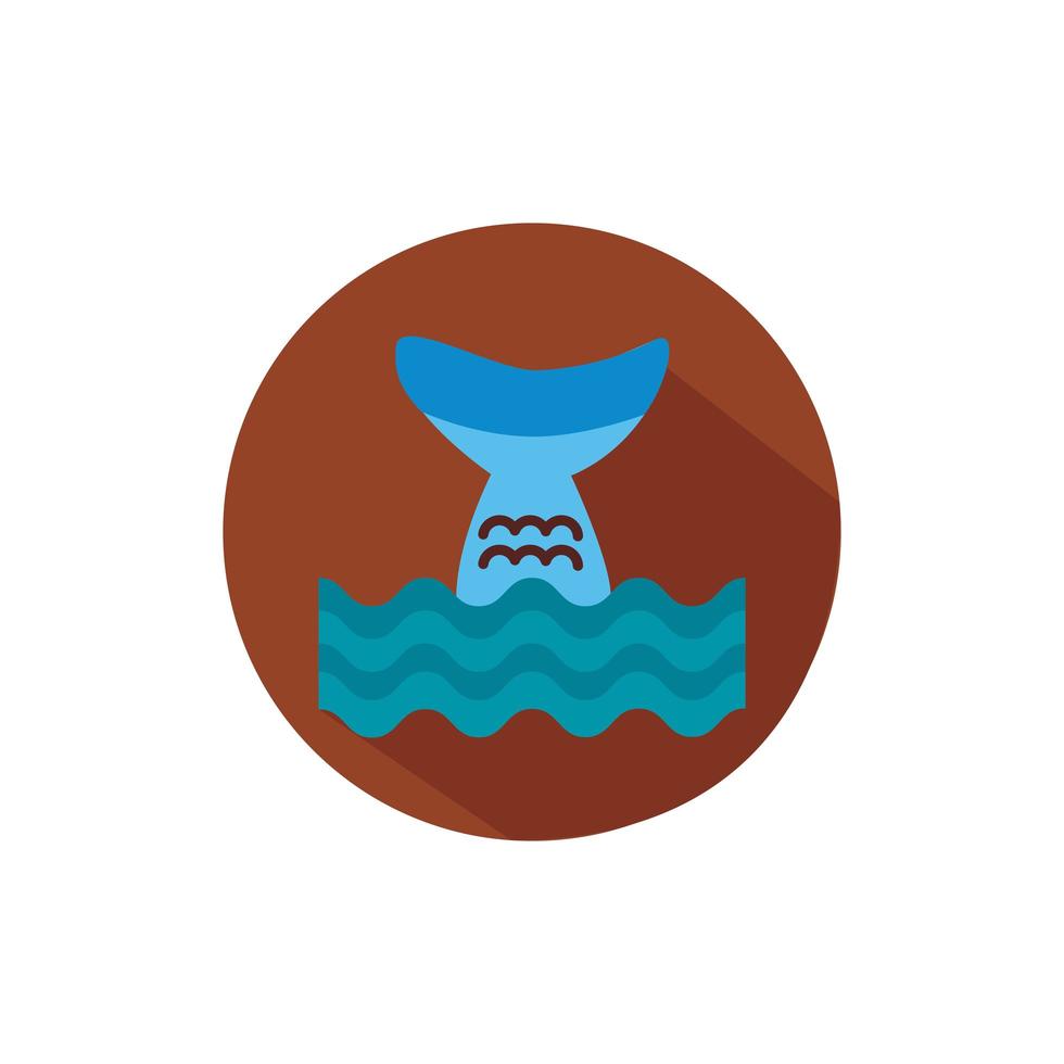 icône de style de bloc d'animaux marins queue de baleine vecteur