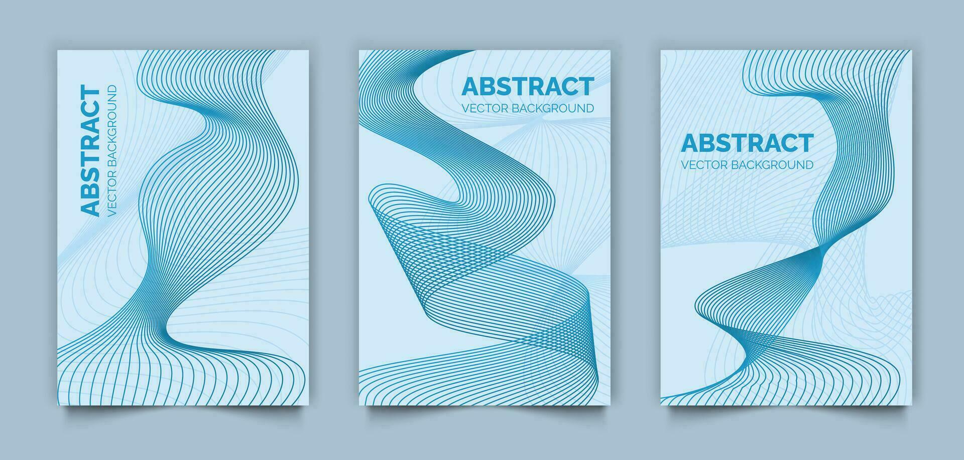 ensemble de abstrait moderne livre couvertures conception, bleu lignes vecteur arrière-plan, minimal modèle conception pour couverture ou la toile