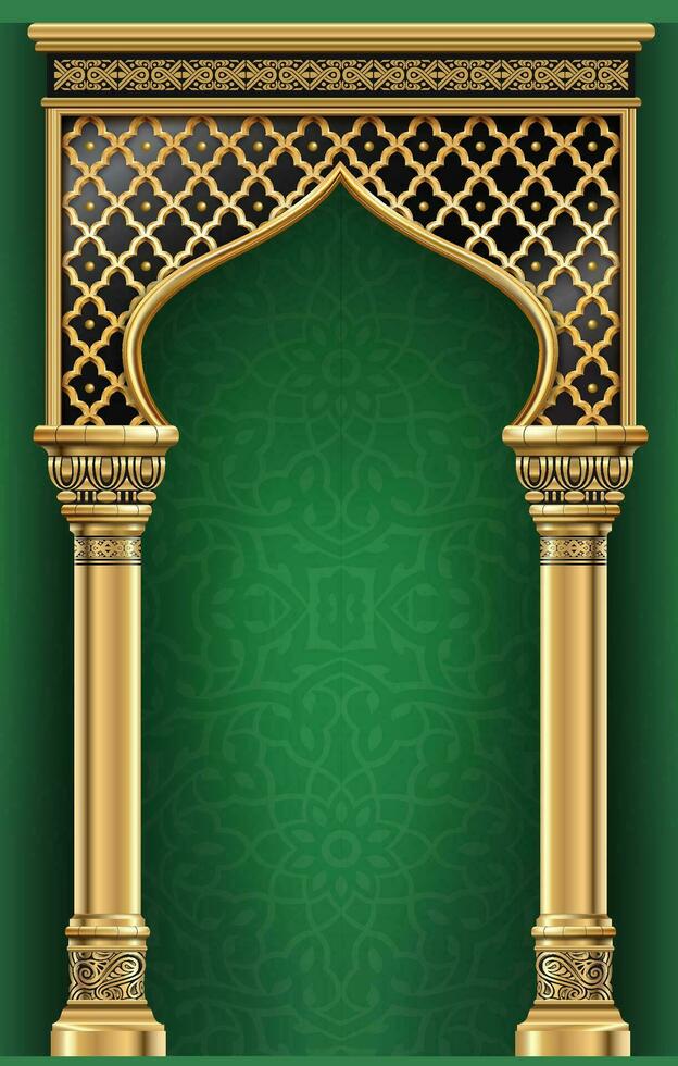 portail en arc classique de luxe doré avec colonnes vecteur