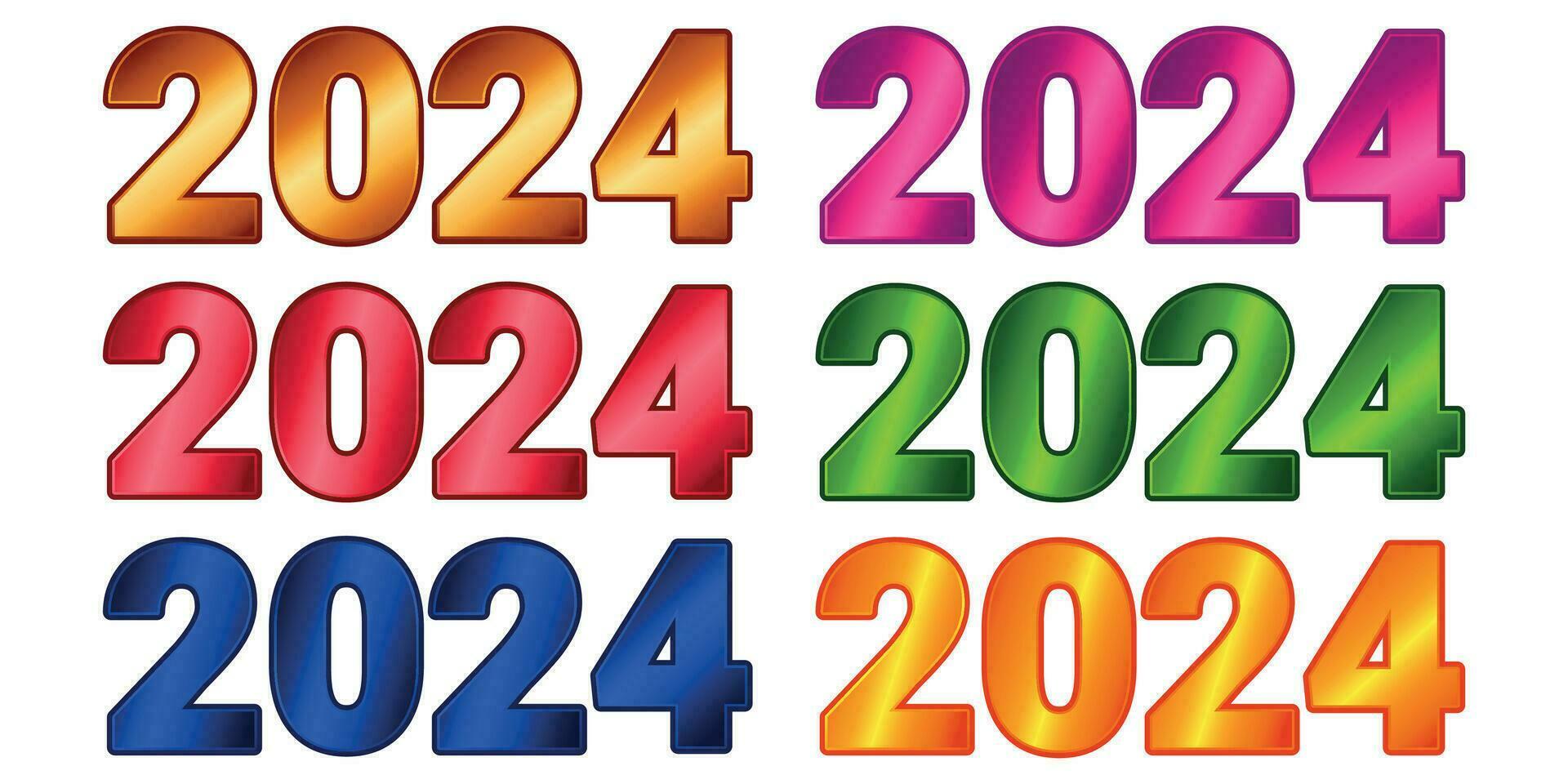2024 nombre collection plein moderne coloré 3d vecteur