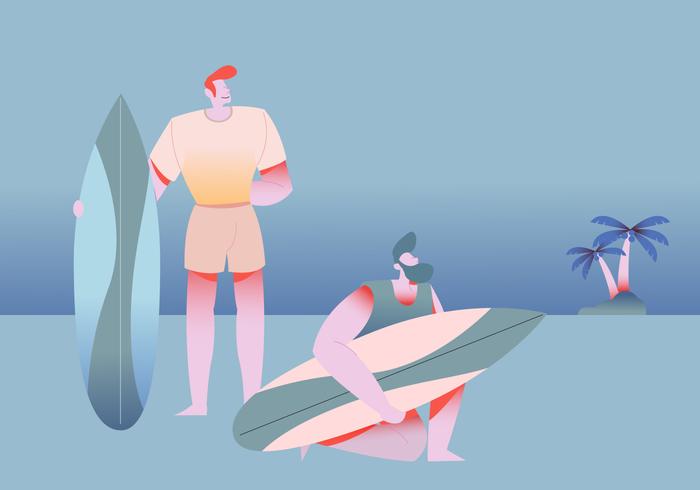 Personnes surfer sur la plage Illustration vectorielle vecteur