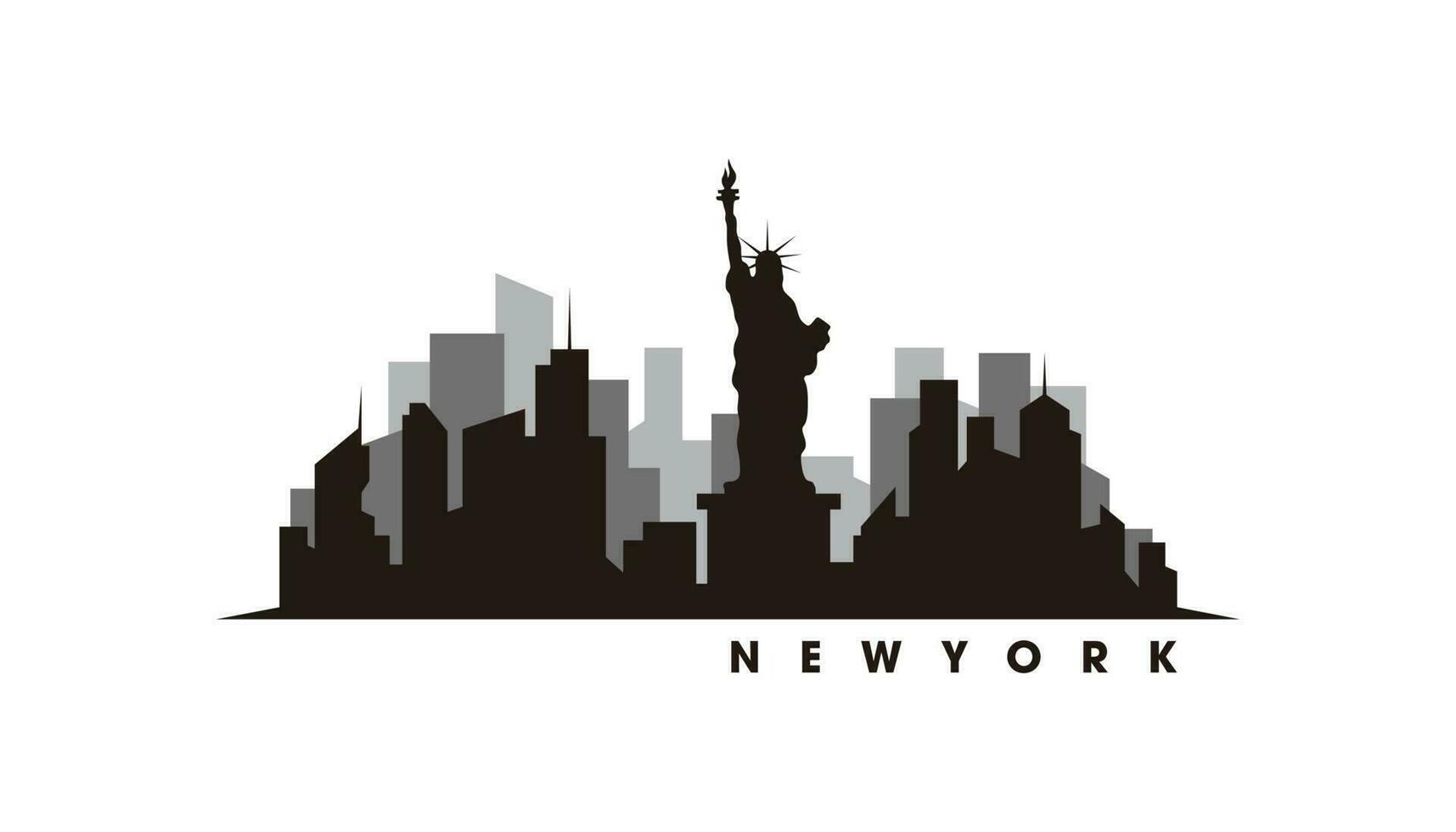Nouveau york horizon et Repères silhouette vecteur