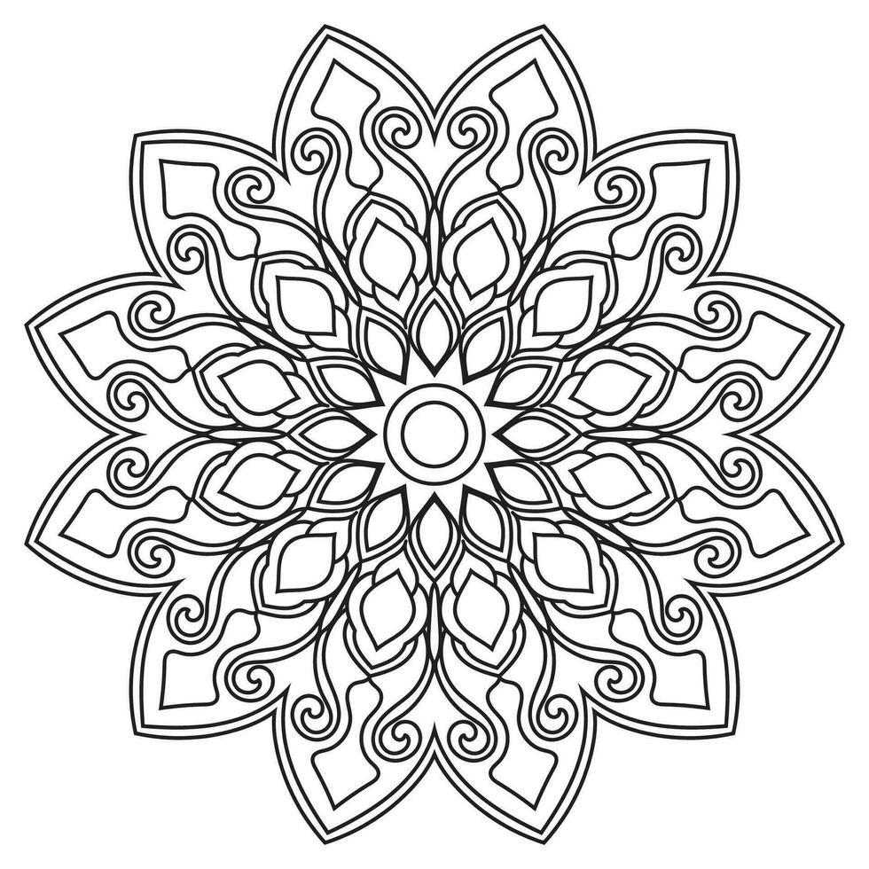 mandala pour coloration livre page, tatouage, henné, décoration. Stock illustration. mandala, noir et blanc, abstrait, cercle, complexité vecteur
