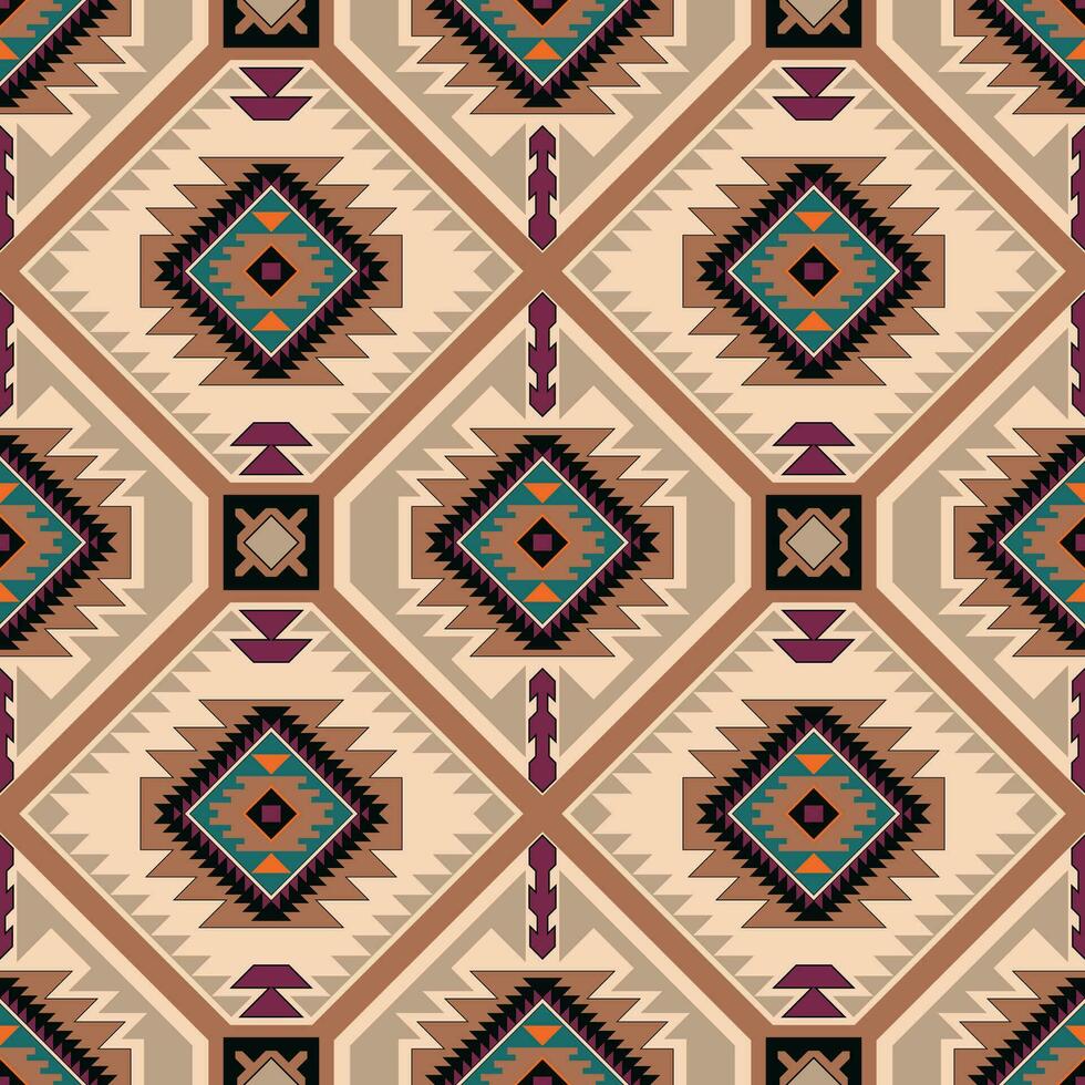 navajo tribal vecteur sans couture modèle. originaire de américain ornement. ethnique Sud occidental décor style. boho géométrique ornement. vecteur sans couture modèle. mexicain couverture, tapis. tissé tapis