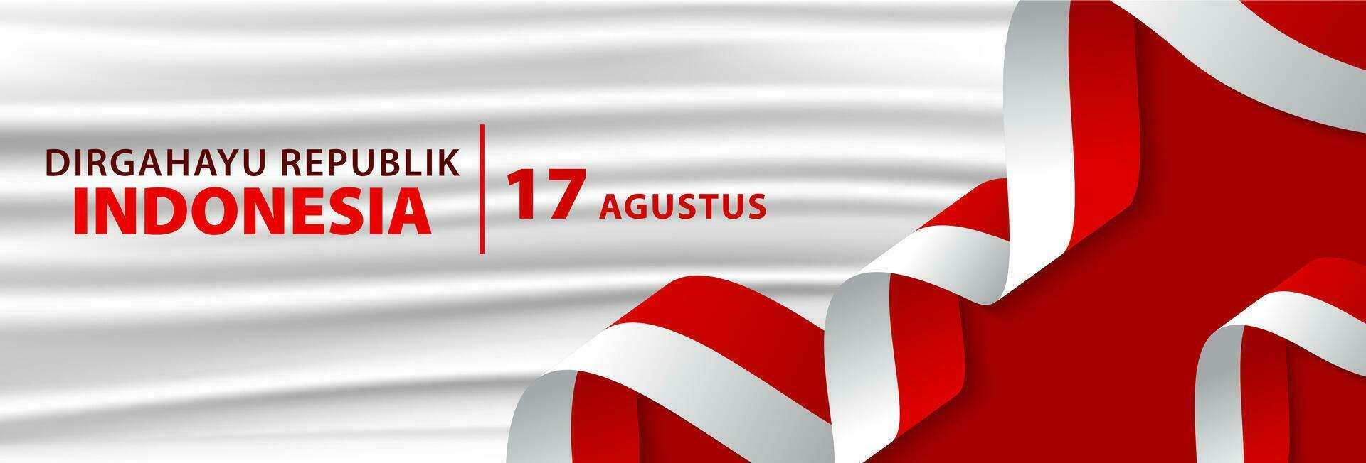 17e août, Indonésie indépendance journée bannière avec indonésien drapeau. vecteur illustration