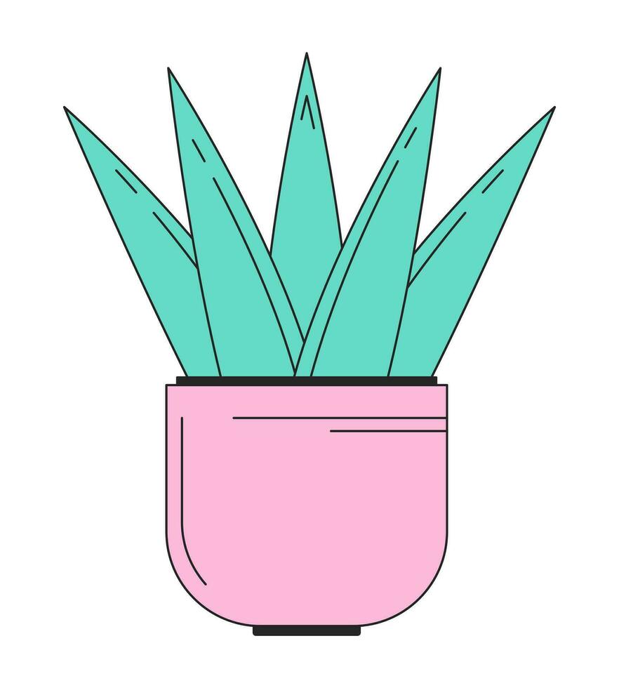 aloès mis en pot plante plat ligne Couleur isolé vecteur objet. mis en pot arbuste. succulent aloès plante d'appartement. modifiable agrafe art image sur blanc Contexte. Facile contour dessin animé place illustration pour la toile conception