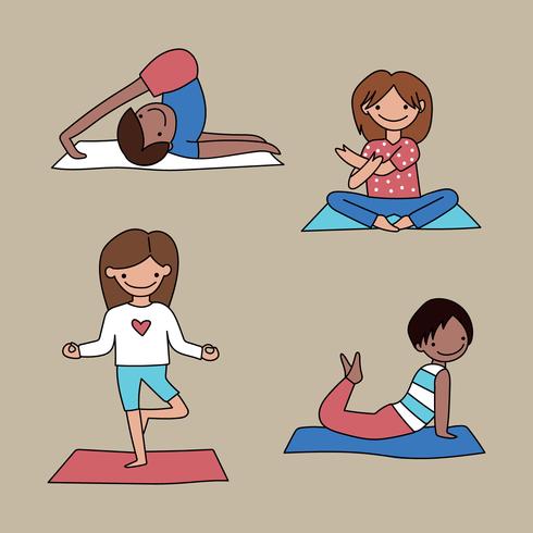 Cours de yoga pour enfants vecteur