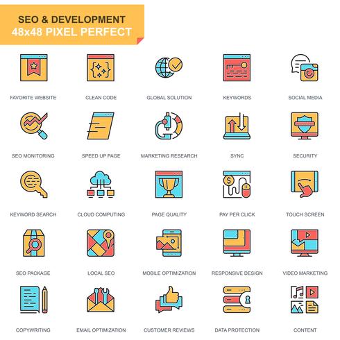 SEO et développement Icon Set vecteur