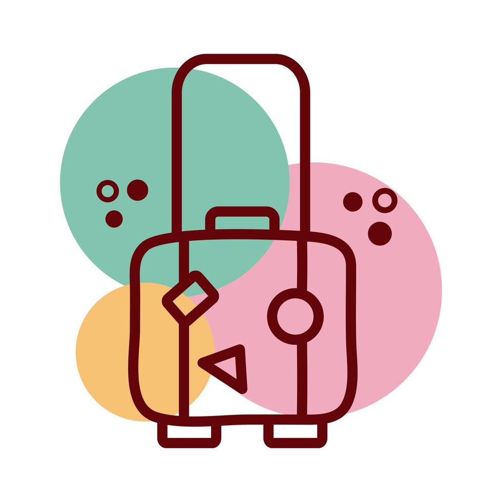 ligne de voyage valise et icône de style de couleur vecteur