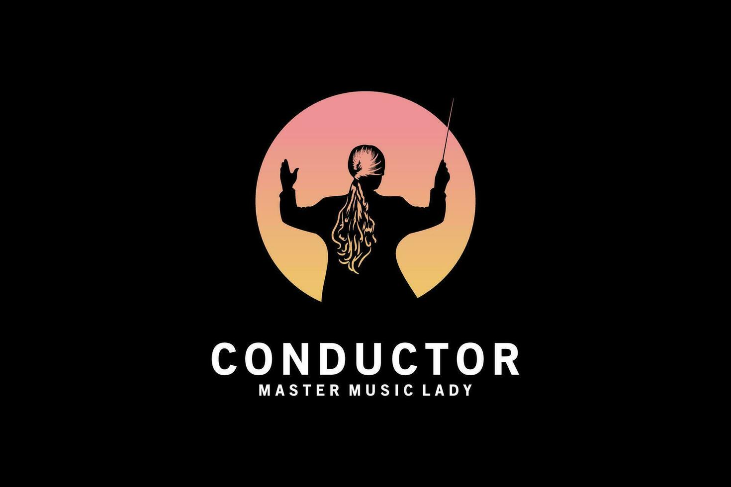 orchestre conducteur femme silhouette logo conception, chorale la musique conducteur vecteur symbole