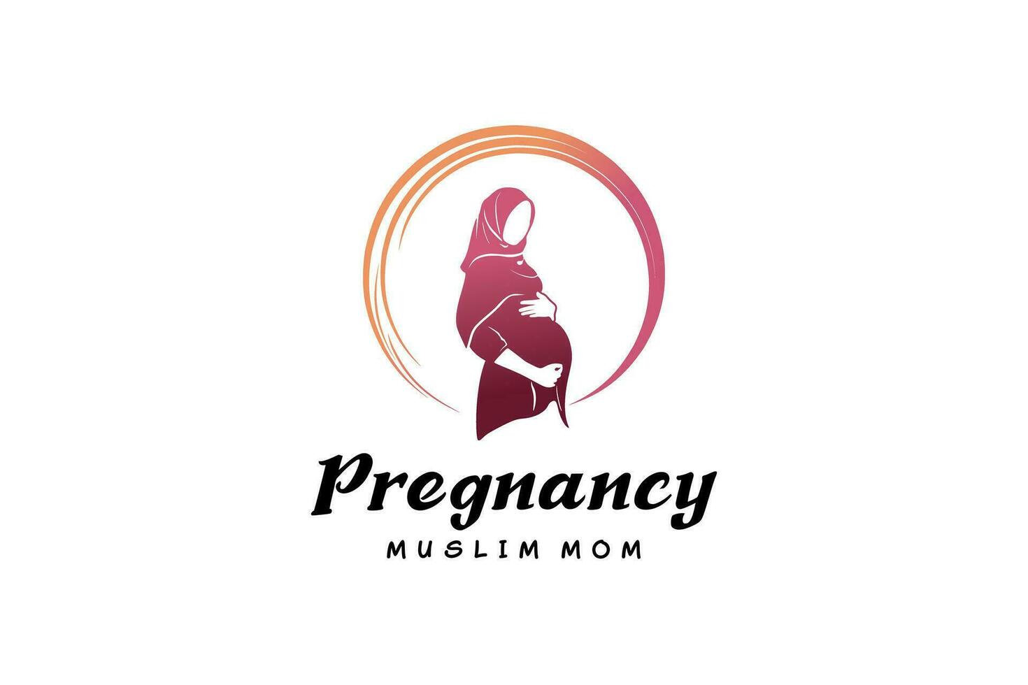 grossesse logo conception, magnifique Enceinte musulman femme logo vecteur illustration