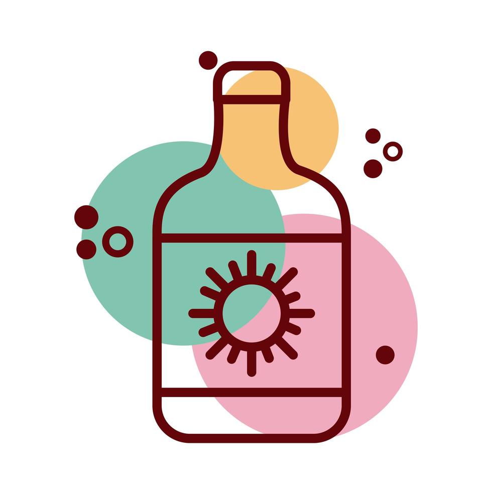 ligne de bouteille de bloqueur solaire et icône de style de couleur vecteur
