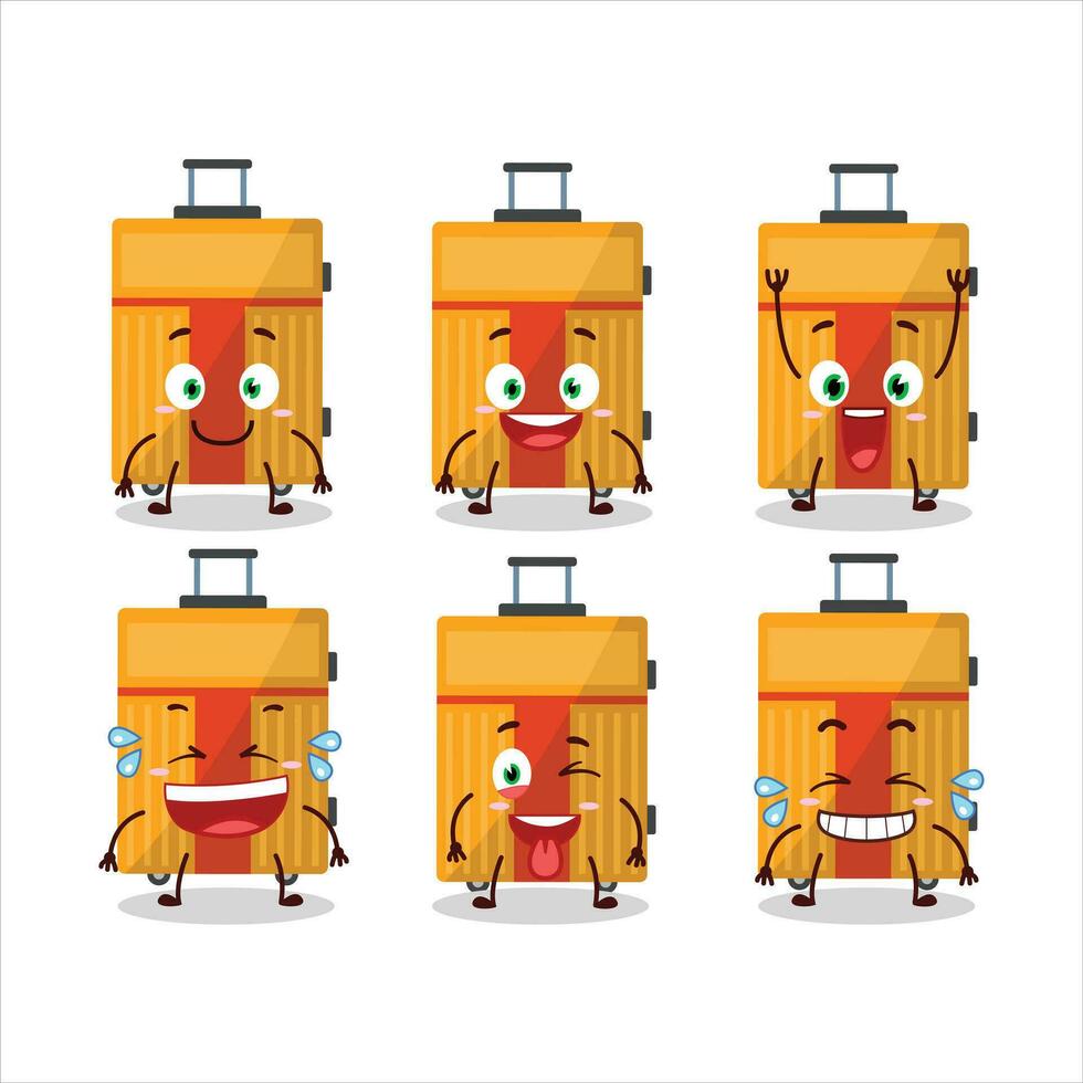 dessin animé personnage de Jaune bagages avec sourire expression vecteur