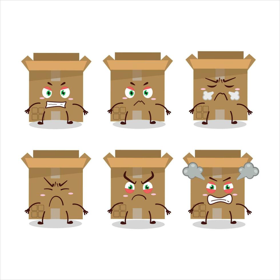 carton boîte dessin animé personnage avec divers en colère expressions vecteur
