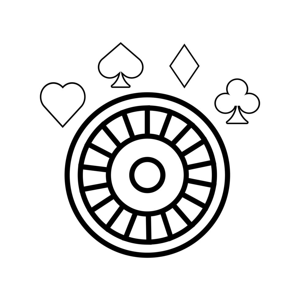 Roue de roulette et casino de figures de poker vecteur