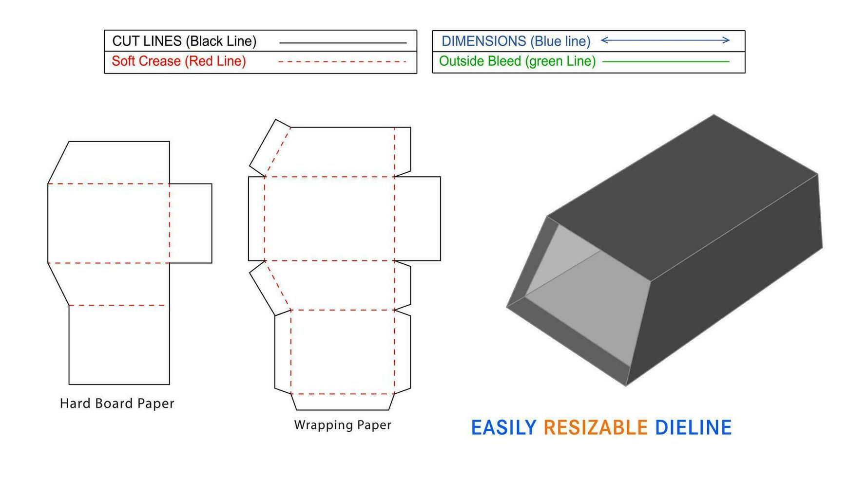 rigide couverture boîte dieline modèle vecteur