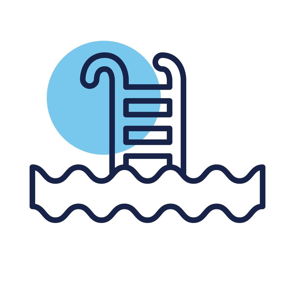 icône de style de ligne de bloc d'escaliers de piscine vecteur