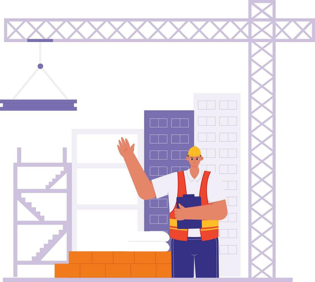 une construction homme montrant le construction site illustration vecteur