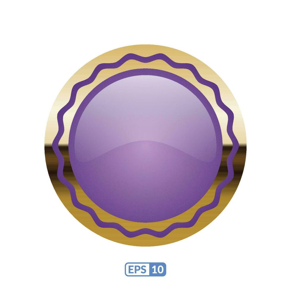 3d or Cadre luxe Profond violet badge. vecteur