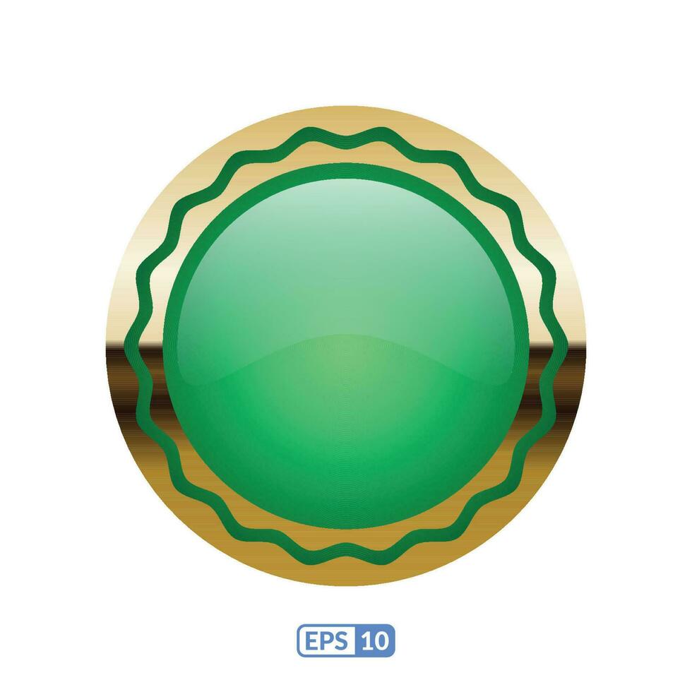 3d or Cadre luxe jade vert badge. vecteur
