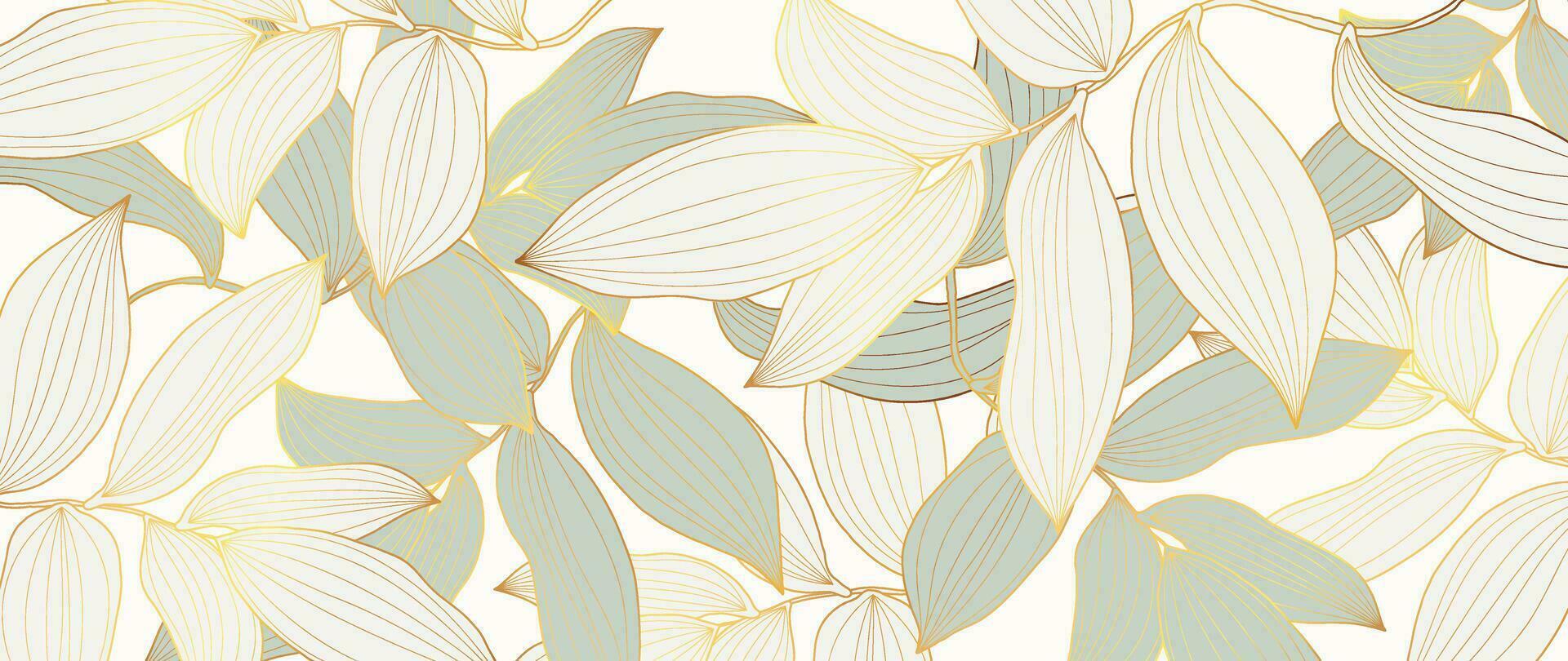 abstrait or feuillage ligne art vecteur Contexte. feuille fond d'écran de tropical feuilles, feuille bifurquer, les plantes dans main tiré modèle. botanique jungle illustré pour bannière, impressions, décoration, tissu.