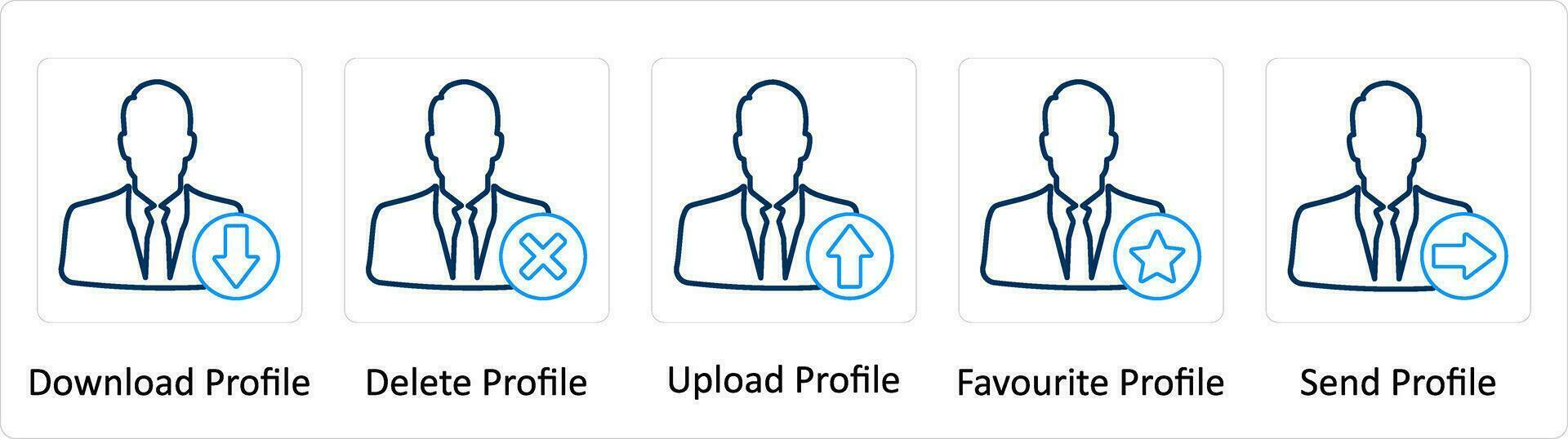 une ensemble de 5 supplémentaire Icônes comme Télécharger profil, supprimer profil, télécharger profil vecteur