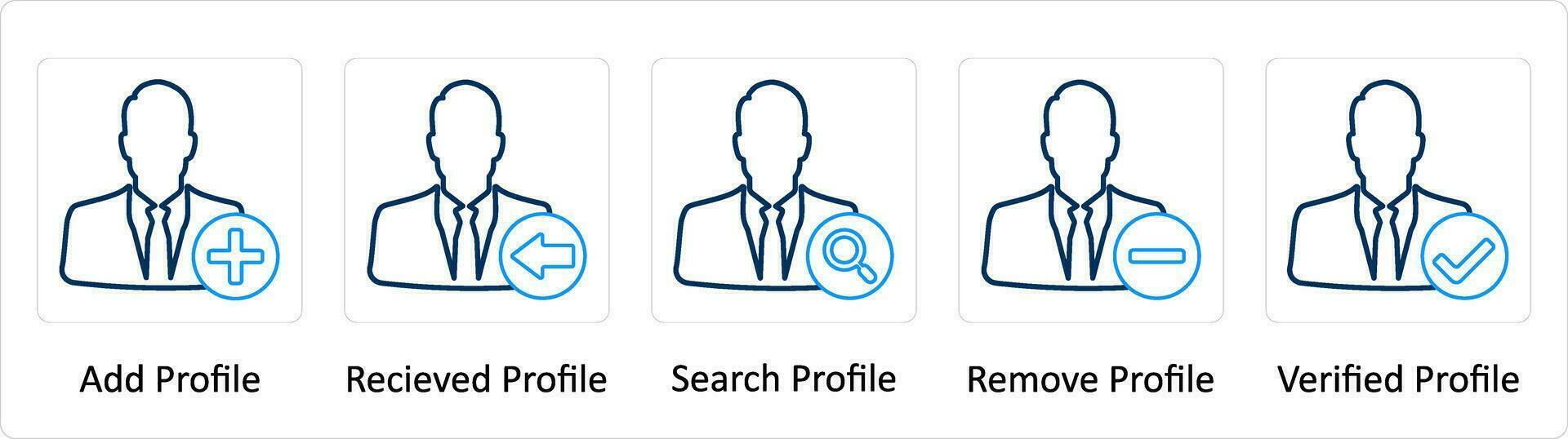 une ensemble de 5 supplémentaire Icônes comme ajouter profil, reçu profil, chercher profil vecteur