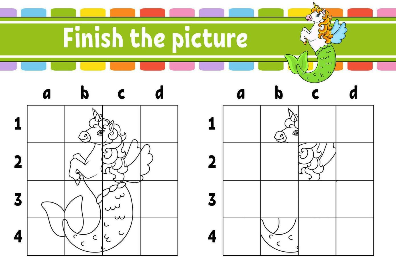 terminer l'image. pages de livre de coloriage pour les enfants. feuille de travail de développement de l'éducation. jeu pour les enfants. pratique de l'écriture manuscrite. personnage de dessin animé. illustration vectorielle. vecteur