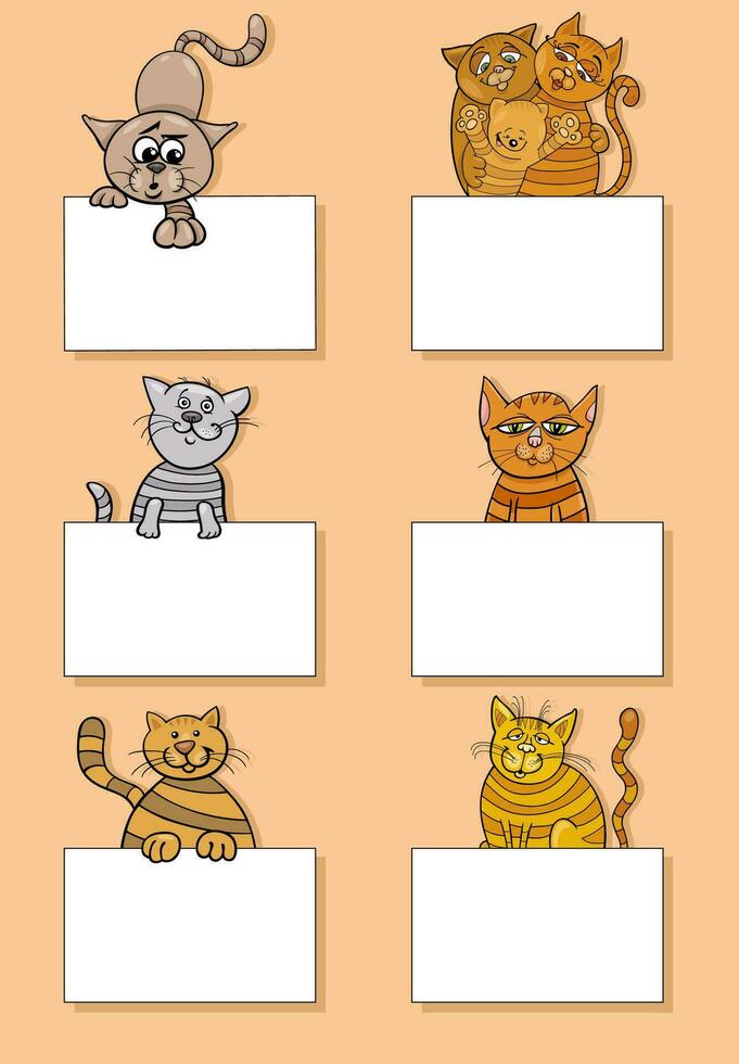 dessin animé chats et chatons avec cartes conception ensemble vecteur