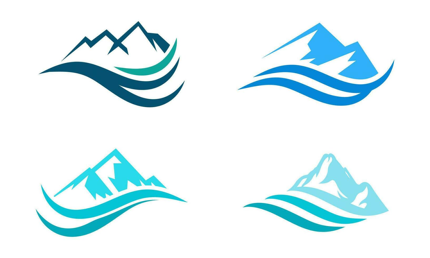 Montagne et l'eau monochrome logo ensemble adapté pour affaires logo vecteur