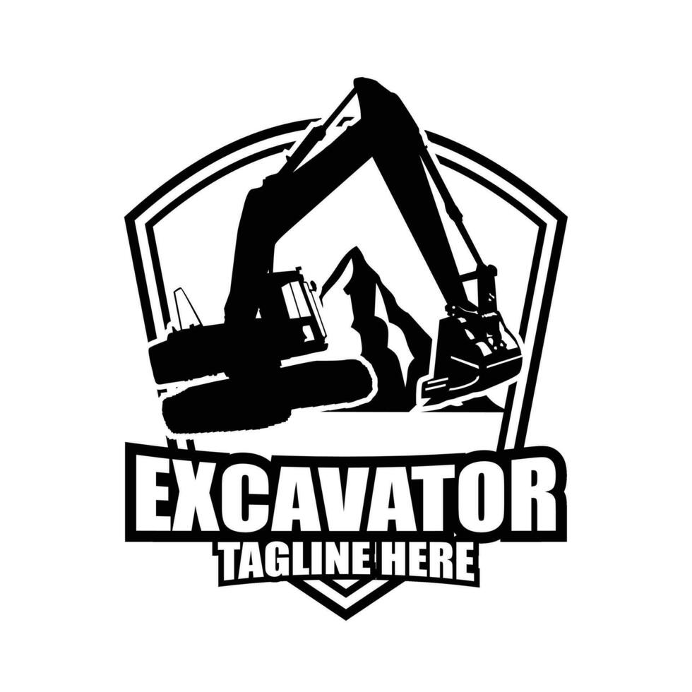 déraper diriger et excavatrice, terre clairière machine logo vecteur