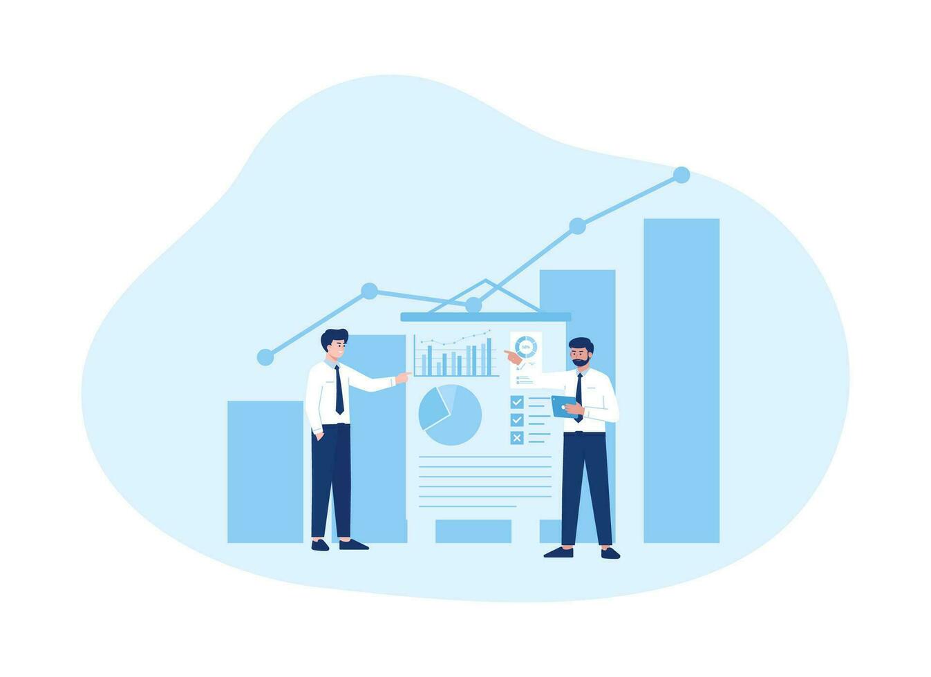 deux gens sont en présentant avec affaires croissance analyste Les données concept plat illustration vecteur