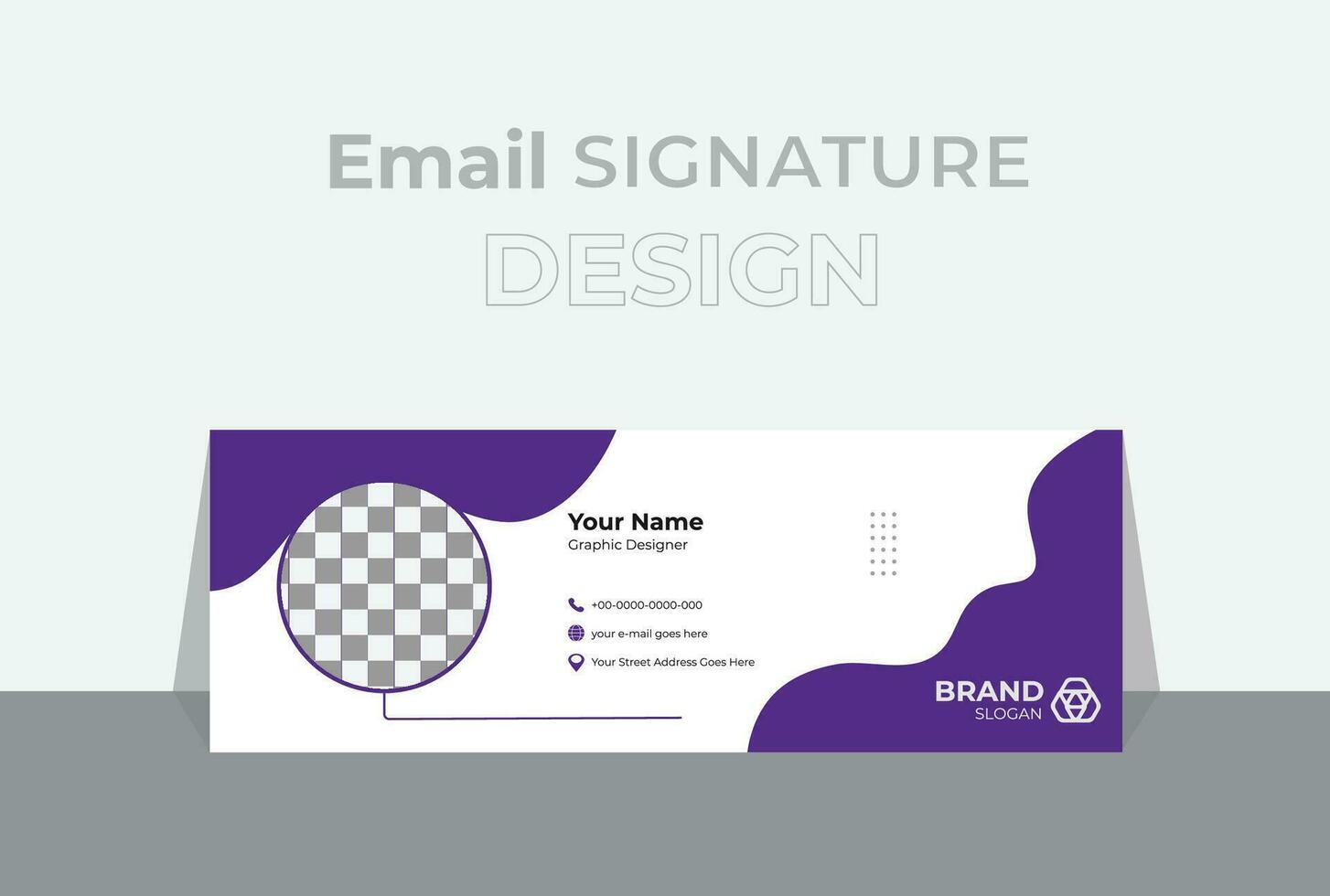 nettoyer et Facile email Signature conception modèle. affaires email Signature moderne et minimal mise en page. personnel social médias couverture modèle. violet Couleur conception modèle. vecteur