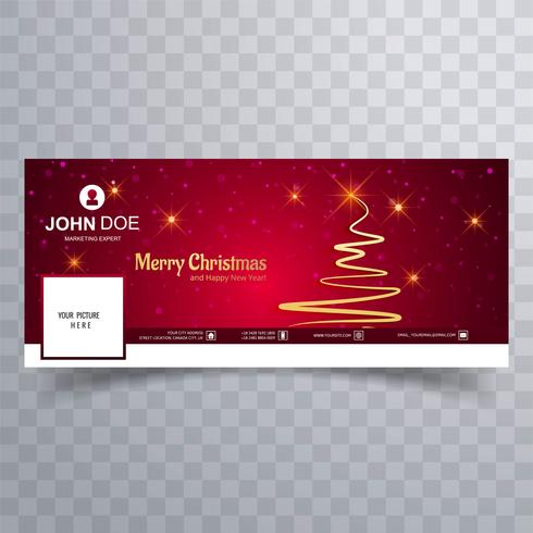 Joyeux Noël carte avec modèle de bannière de couverture de facebook vecteur