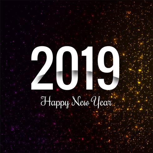 Bonne année 2019 avec fond coloré de confettis vecteur