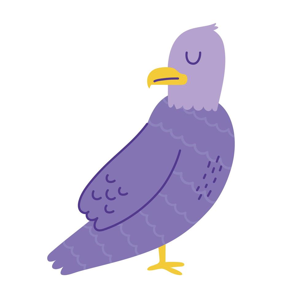 couleur de griffonnage de dessin animé animal oiseau violet vecteur