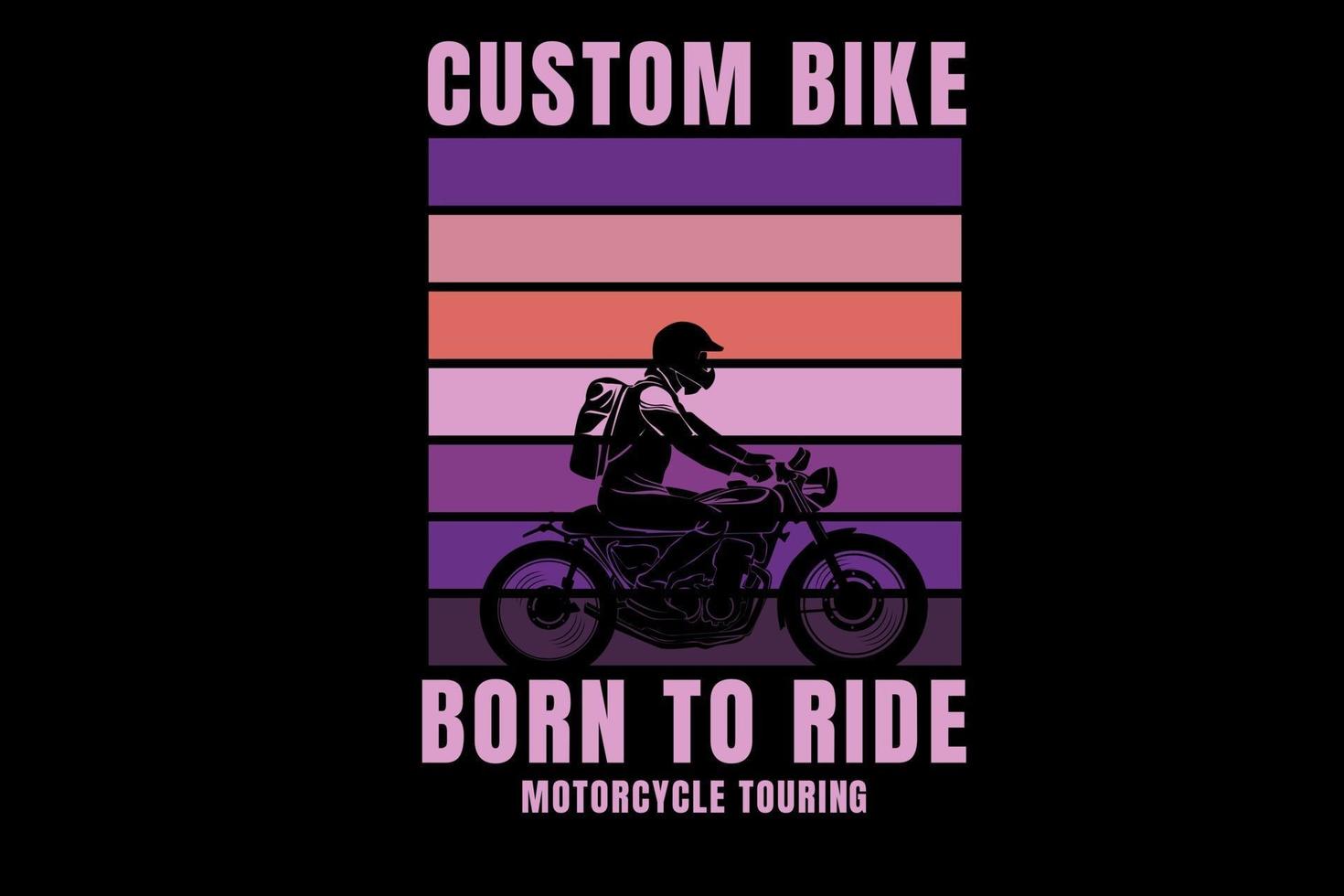 moto custom born to ride moto touring couleur rose et violet vecteur