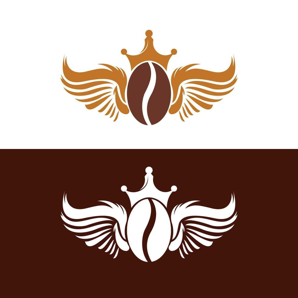 couronne café haricot ailes logo conception. en volant café logo modèle. vecteur