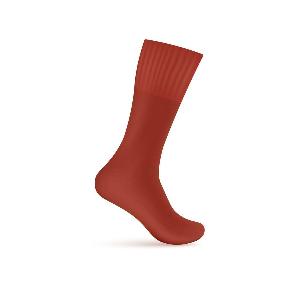 longue rouge chaussette 3d réaliste modèle vecteur illustration isolé sur blanche.