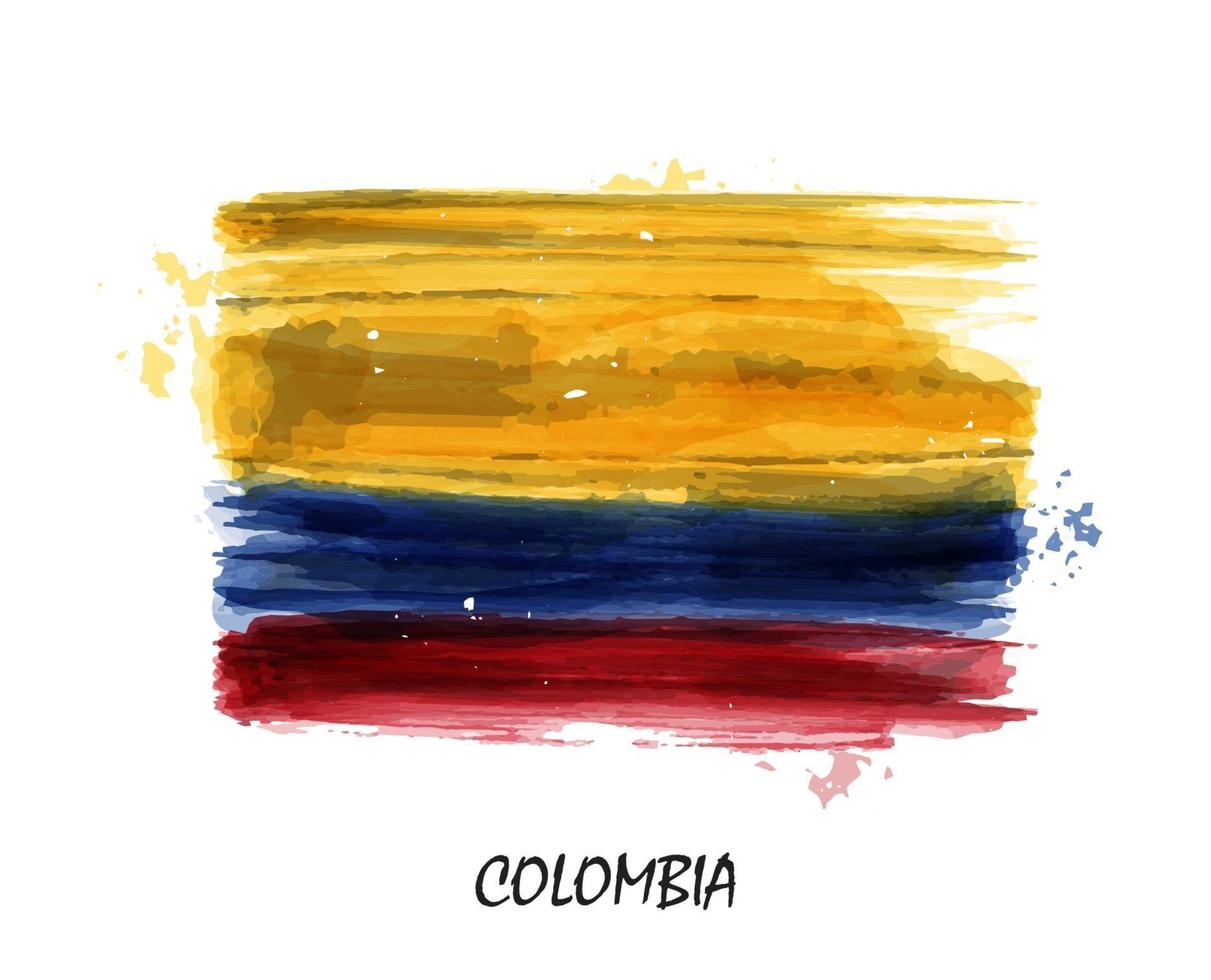 drapeau de peinture à l'aquarelle réaliste de la colombie. vecteur. vecteur