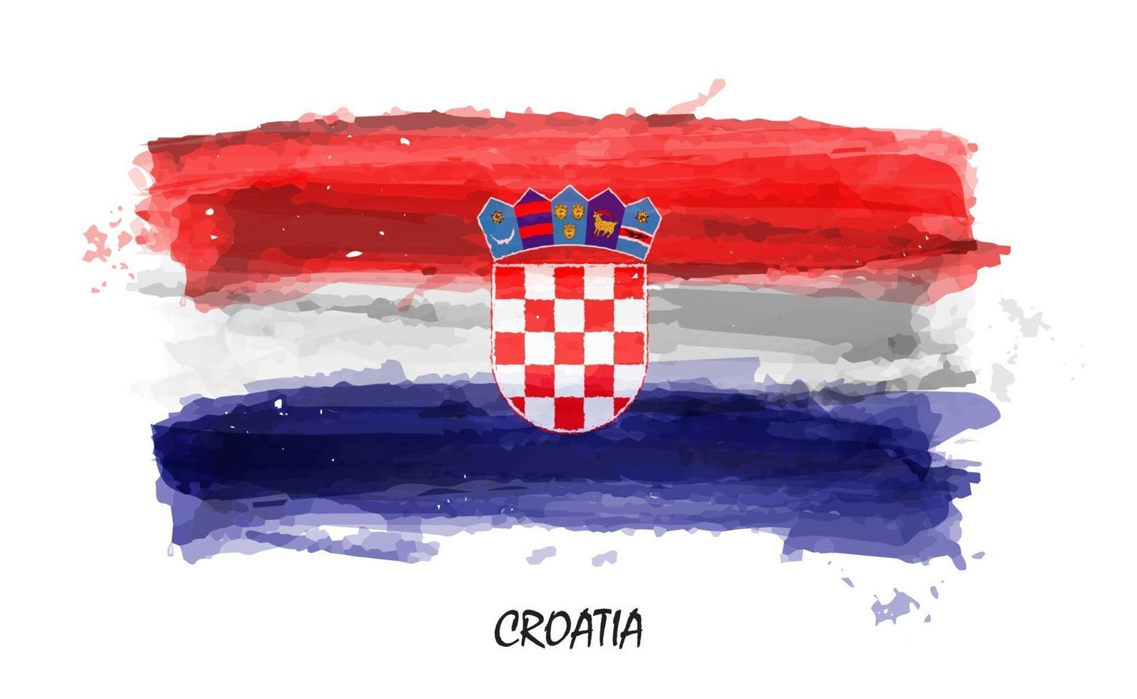 drapeau de peinture à l'aquarelle réaliste de la croatie. vecteur. vecteur