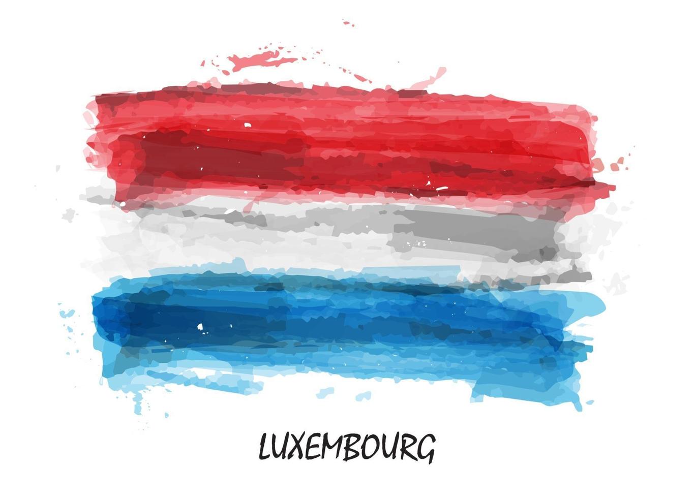 drapeau réaliste de la peinture à l'aquarelle du luxembourg. vecteur. vecteur