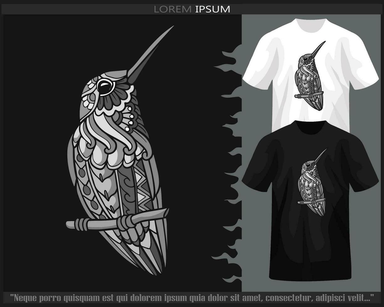 monochrome bourdonnement oiseau mandala les arts isolé sur noir et blanc t chemise. vecteur