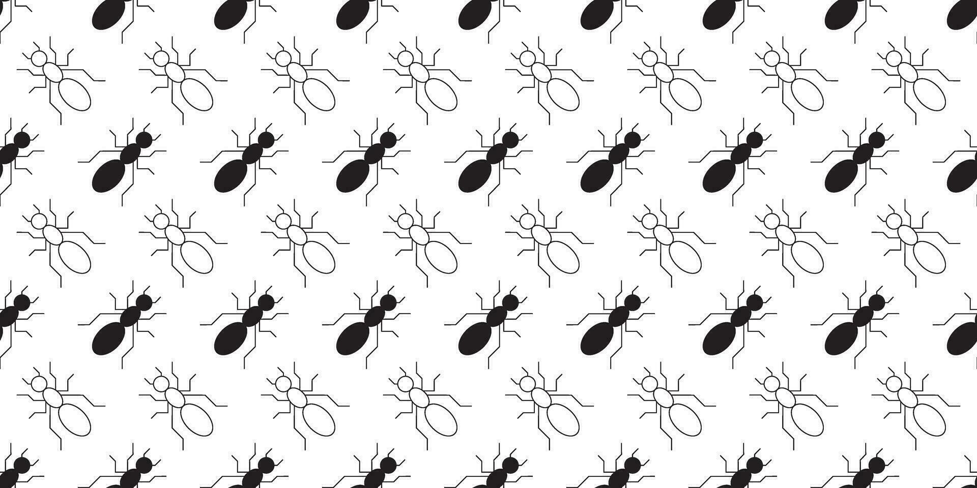 noir blanc fourmis sans couture modèle vecteur
