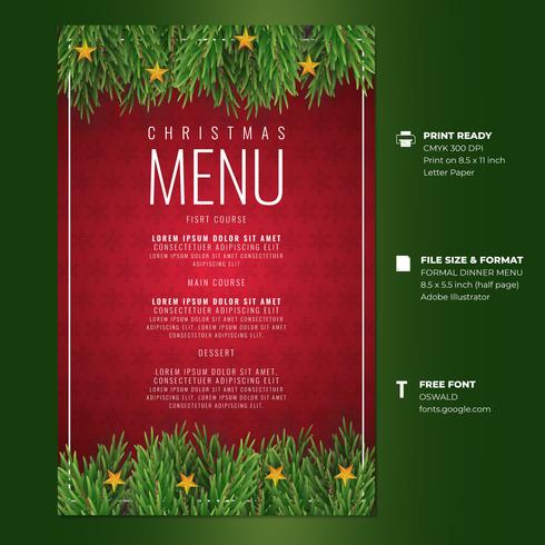 Modèles de cartes de menu pour le dîner de souhaits de Noël vecteur