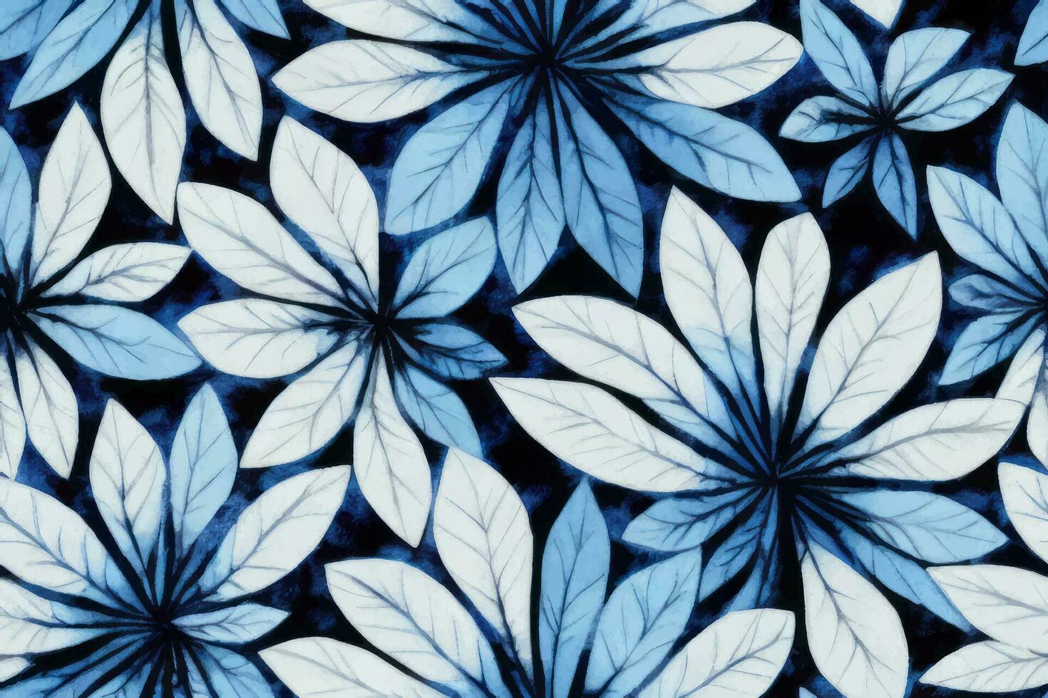 Shibori tye mourir abstrait attacher colorant peindre brosse batik encre tourbillon spirale en tissu botanique rétro cercle conception géométrique répéter dessin tuile vecteur vert marron foncé bleu couleurs , blanc bleu fleur