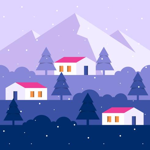 Hiver neige urbain campagne paysage illustration vecteur